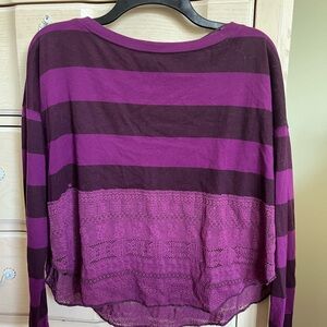 Free people purple striped shirt with lace